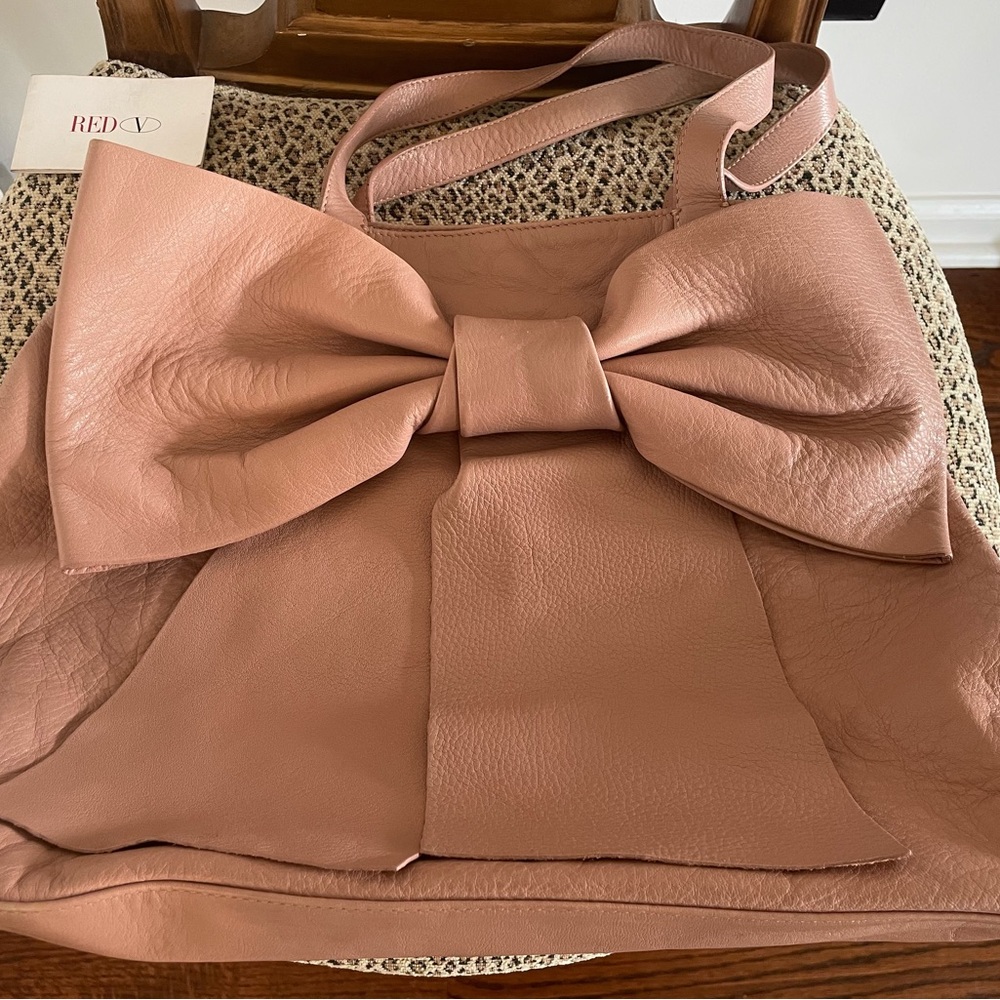 Red Valentino Leather Bow Satchel. - Picture 2 of 7